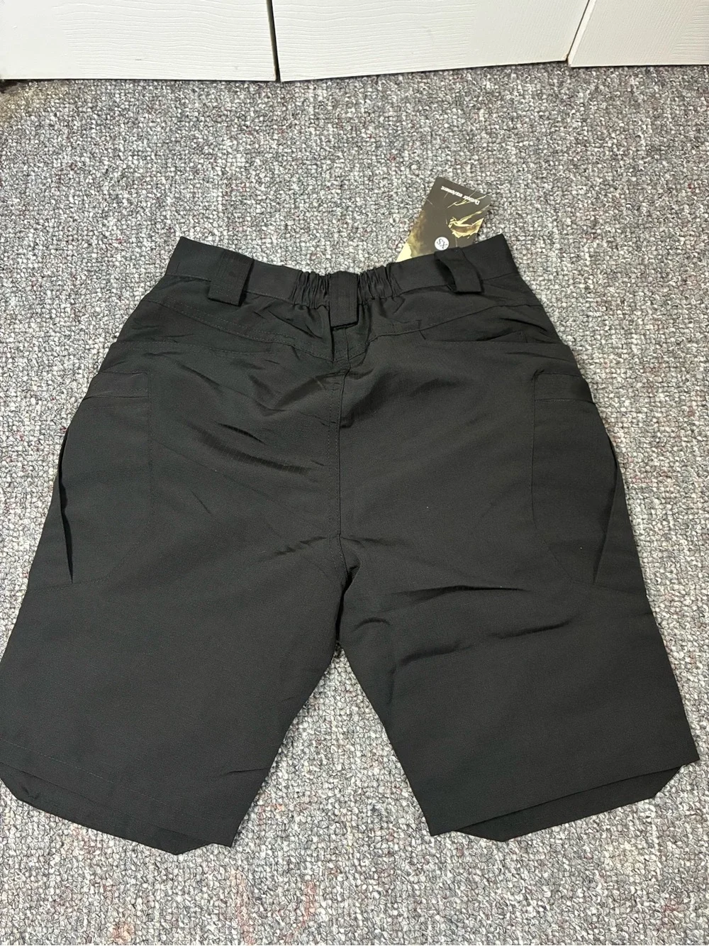 Men's Black Cargo Shorts with Elastic Waist and Utility Pockets